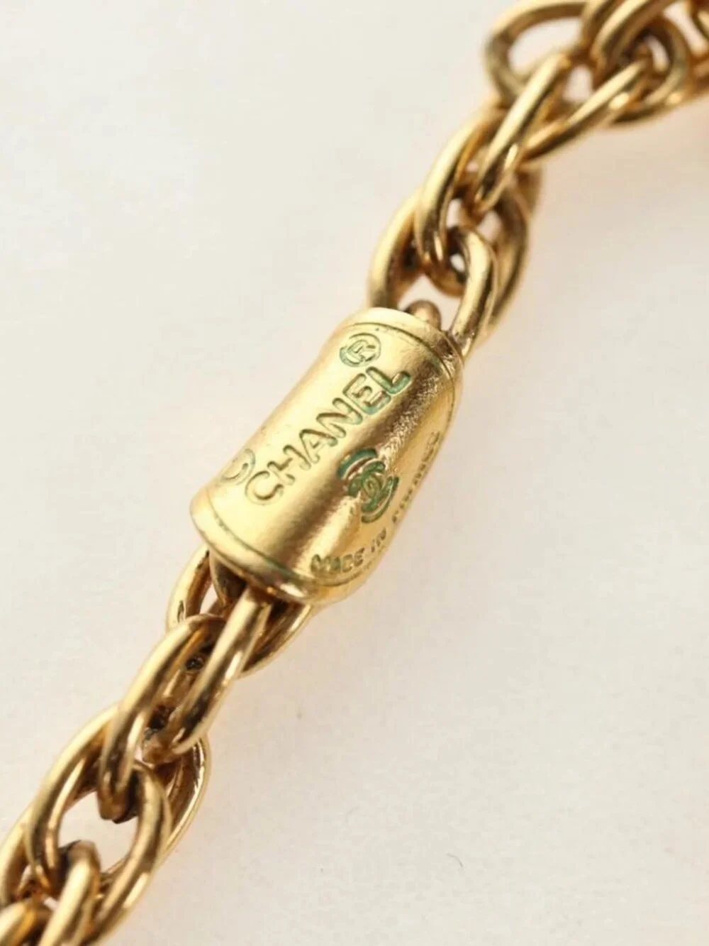 CHANEL COCO Mark Necklace metal Gold Tone CC Auth 186060M